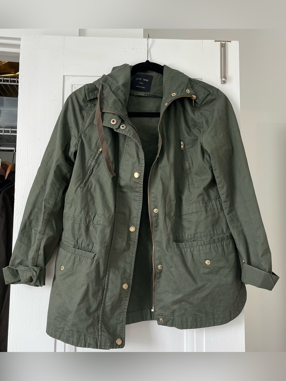 Love Tree Olive Green Utility Anorak Jacket